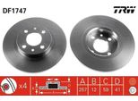 Trw DF1747 - Oe 7645055 Bremsscheibe FüR 145 (930), 146 (930), 155 (167), 500 (312), Brava, Bravo, Marea, Panda, Punto, Tipo