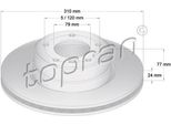 Topran 500 944 - Oe 3411 6 756 745 Disco Freno, Asse Anteriore Per Serie 5 (E61), Serie 5 (E60)