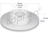 Topran 500 947 - Oe 3411 6 764 643 Disco Freno, Assale Anteriore Per Z4 (E89), Serie 3 (E91), Serie 3 (E92), Serie 3 (E93), Serie 3 (E90), Serie 1 (E82), Serie 1 (E88), Serie 1 (E87), Serie 1 (E81)