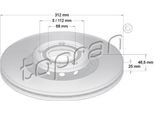 Topran 110 078 - Oe 3B0 615 301B Disco Freno, Asse Anteriore Per A6 (4B), A4 (8E), Exeo (3R), Superb I (3U), Passat (3B)