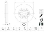 Bosch 0 986 479 G89 - Disco Freno Oe 51937304 Per 159 (939), Brera (939), Giulietta (940), Spider (939), 500X (334), Compass, Renegade