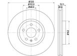 Hella 8DD 355 117-191 - Oe 8R0615301 Disco Freno Per A4 (8K), A5 (8T), A5 (8F), A6 (4G), A7 (4G), Q5 (8R)