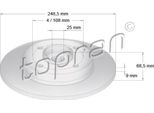 Topran 721 185 - Oe 4246 Z9 Disco Freno, Asse Posteriore Per C4 (La), C4 I (Lc), 307 Sw (3H), 307 Cc (3B), 307