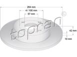 Topran 206 860 - Oe 05 69 116 Disco Freno, Asse Posteriore Per Astra H, Combo, Combo Tour, Meriva (X03)