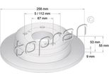Topran 400 860 - Oe A201 423 09 12 Disco Freno, Asse Posteriore Per Classe E (W124), Classe E (C124)