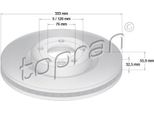 Topran 110 429 - Oe 7H0 615 301F Disco Freno, Asse Anteriore Per T5