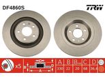 Trw DF4860S - Disco Freno Oe 8K0 615 601 C Per A4 (8K), A5 (8T), A5 (8F), Q5 (8R)