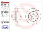 Brembo 08.A029.20 - Oe 1223540 Bremsscheibe FüR C-Max, Focus C-Max (DM2), Focus Ii