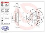 Brembo 09.9167.1X Disco Freno Oe 1K0615301AC Compatibile Con A3 8P, Jetta, Golf Vi, Golf V, Golf Plus, Caddy, Beetle, Yeti, Octavia, Toledo, Leon, Altea Xl, Altea