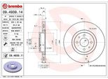Brembo 09.4939.14 - Oe 46445892 Bremsscheibe FüR 500 (312), Bipper (Aa), Bipper Tepee, Bravo, Doblo, Fiorino, Idea, Linea, Marea, Nemo, Qubo, Stilo