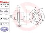 Brembo 08.9148.1X - Disco Freno Oe 1J0615601D Per A3 (8L), Bora (1J), Golf Iv (1J), Octavia I (1U), Tt (8N)
