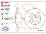 Brembo 09.8670.11 - Disco Freno Oe 4246K0 Per 407, 407 Sw (6D, 6E), 607 (9D, 9U), C6 (Td)