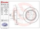 Brembo 08.A715.10 - Disco Freno Oe 43206JE20AC166D Per Juke (F15), Pulsar, Qashqai +2 I (J10), Teana Ii (J32)