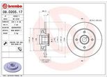 Brembo 08.D205.17 - Disco Freno Oe 1623835180 Per 2008 I (Cu), 208 (Cr), 208 I (Ca, Cc), C3 Aircross Ii (2C, 2R), C3 Iii (Sx), C4 Cactus, Crossland X