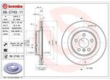 Brembo 09.C743.11 - Disco Freno Oe 34216799369 Per Serie 1 (F40), Serie 2 (F44), Serie 2 (F45), Serie 2 (F46), F54, F60, X1 (F48), X2 (F39)
