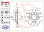 Brembo 09.9167.75 Disco Freno Oe 1K0615301AC Compatibile Con Jetta, Golf Vi, Golf V, Golf Plus, Caddy, Beetle, Yeti, Octavia, Toledo, Leon, Altea Xl, Altea, A3 8P