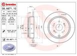 Brembo 08.A871.10 - Oe 42510T1GG01 Disco Freno Per CR-V Iii (Re), CR-V Iv (Rm)