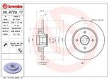 Brembo 08.A729.17 - Disco Freno Oe 424946 Per 3008 (0U), 308 Sw I, 5008 I, Berlingo, C4 G-Picasso I (Ua), C4 Ii (Nc), C4 Picasso I (Ud), DS4, DS4 (Nx), DS5, DS5 (Kf), Partner, Partner Tepee