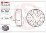 Brembo 14.C009.10 - Tamburo Freno Oe 424751 Per Expert (Vf), Expert Tepee (VF3X), Jumpy (VF7), Scudo