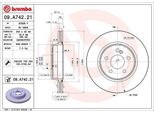 Brembo 09.A742.21 - Disco Freno Oe 1294230312 Per Classe E (W124), Classe E (W210), Sl (R129)