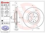 Brembo 09.N316.21 - Disco Freno Oe 13598064 Per Insignia B (Z18)