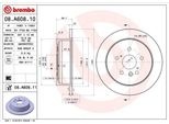 Brembo 08.A608.11 - Disco Freno Oe 4243128090 Per Avensis Verso (M2), Previa (R3)