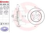 Brembo 08.A534.21 - Disco Freno Oe 4243102190 Per Auris (E15), Corolla (E15), Corolla (E18)