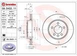 Brembo 09.D422.11 - Disco Freno Oe 2N0615601 Per Amarok, Crafter (Sx, Sy), Crafter (Sz), Grand California (Sc)