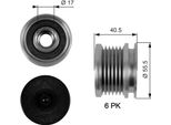 Gates OAP7040 Alternatore A Ruota Libera Oe 1106734 Compatibile Con Galaxy, Alhambra, Cordoba, Ibiza, Inca, Toledo, Caddy, Golf Iii, Golf Iv, Passat 35I, Passat 3B, Polo 6V, Sharan, Vento