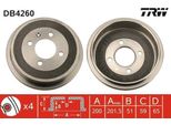 Trw DB4260 - Oe A11 3502031BB Tamburo Del Freno Per Arosa (6H), Cordoba (6K), Ibiza (6K), Ibiza (6L), Polo (6N), Polo (6V), Lupo (6E1, 6X1)