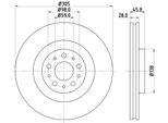 Hella 8DD 355 129-351 - Oe 09A44440 Disco Freno Per 500L (351, 352), Doblo, Combo (X12), Combo Tour (X12)