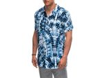 Ombre Clothing Camicia A Maniche Corte Da Uomo Makau Navy White M