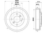 Hella 8DT 355 302-631 - Oe 1523797 Tamburo Del Freno Per Fiesta Vi, Ka+ (Fk)