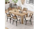 Flieks Sedie Da Pranzo In Rattan Set Di 6, Tavolo Da Pranzo Sedie Da Cucina Con Gambe In Metallo, Sedia Da Giardino Sedia Per Il Tempo Libero Sedia Da Soggiorno, Pu, Nero