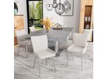 Set Di 4 Sedie Da Sala Da Pranzo Flieks, Sedie Da Cucina Con Gambe In Metallo Argentato, Sedia Da Soggiorno Sedia Da Trucco Sedie Imbottite Con Rivestimento In Velluto, Beige