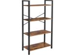 Libreria Rustica Marrone Nera 66X30X120 Cm In Truciolato Metallico