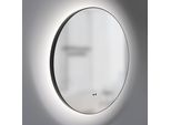 Specchio Da Bagno Con Illuminazione Rotonda Talos Led Cesa Shine In Nero Opaco Ø60 Cm - Luce D'ambiente Retroilluminata A 360° In Bianco Neutro - Adatto A Locali Umidi Grazie Alla Cornice In Alluminio