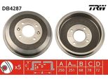 Trw DB4287 - Tamburo Del Freno Oe 04683433 Per Voyager Iv, Voyager V (Rt), Voyager Iii (Gs)