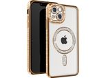 Avizar, Custodia Diamantata Per Iphone 13 - Protezione Magsafe Con Bordo In Strass, Oro
