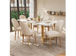 Flieks Sedie Da Sala Da Pranzo Imbottite Set Di 6 Con Gambe In Metallo, Sedie Da Cucina Sedie Da Pranzo Con Rivestimento In Velluto, Sedia Da Soggiorno Sedia Da Lavoro, Beige