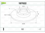 Valeo 197022 - Disco Freno Oe 4721 023, Asse Posteriore Per Voyager Iv, Cherokee (Kj), Wrangler Ii (Tj)