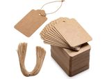 Inf Etichette Regalo In Carta Kraft Con Spago - 100 Pezzi