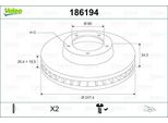 Valeo 186194 - Oe 4249 96 Disco Freno, Assale Anteriore Per Saxo, Xsara, Zx (N2), 106 Ii, 206 (2A/C), 206 (2E/K), 206 Sw (2E/K), 206 Van, 206+, 306