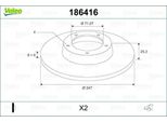 Valeo 186416 - Oe 4249 F5 Disco Freno, Asse Posteriore Per Xsara, Zx (N2), Saxo, 306, 206 (2E/K), 206 Sw (2E/K), 106 Ii, 206 Cc (2D), 206 (2A/C)