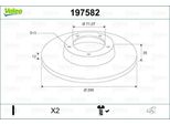 Valeo 197582 Disco Freno Oe 1609583080 Compatibile Con C4, C5, Jumpy, Spacetourer, Grandland, Vivaro, Zafira, 3008, 308, 5008, 508, Expert, Traveller, Proace