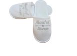 Inf Pantofole Bianche Con Scritta "Maid Of Honour"" Per Feste Di Addio Al Nubilato D'argento"