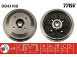 Trw DB4310B - Oe 4247 46 Tamburo Del Freno Con Cuscinetto Ruota Per C3 I (Fc, Fn), C3 Pluriel (Hb), C2 (Jm), C2 Enterprise (Jg), 1007 (Km), 208 I (Ca, Cc)