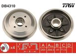 Trw DB4310 - Oe 4247 46 Tamburo Freno Per C2 (Jm), C2 Enterprise (Jg), C3 I (Fc, Fn), C3 Ii (Sc), C3 Pluriel (Hb), DS3, 1007 (Km), 208 I (Ca, Cc)