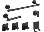 Inf Set Di 7 Ganci Da Bagno In Acciaio Inox, Porta Asciugamani E Accessori Nero