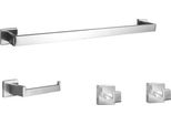 Inf Set Di Porta Asciugamani Da Bagno Quadrato A 4 Pezzi Da 40 Cm In Acciaio Inox - Montaggio A Parete D'argento